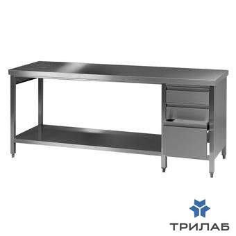 Стол лабораторный 3, тумба справа, нержавеющая сталь, 2500х750х900 мм, 1 шт., Bochem