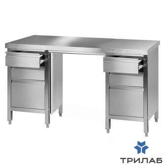 Стол лабораторный 4, с двумя тумбами, нержавеющая сталь, 2000х750х900 мм, 1 шт., Bochem
