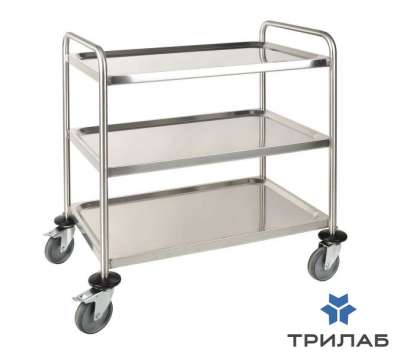 Тележка лабораторная 1, три полки, макс. нагрузка 120 кг, нерж. сталь, 900х600х940 мм, 1 шт., Bochem